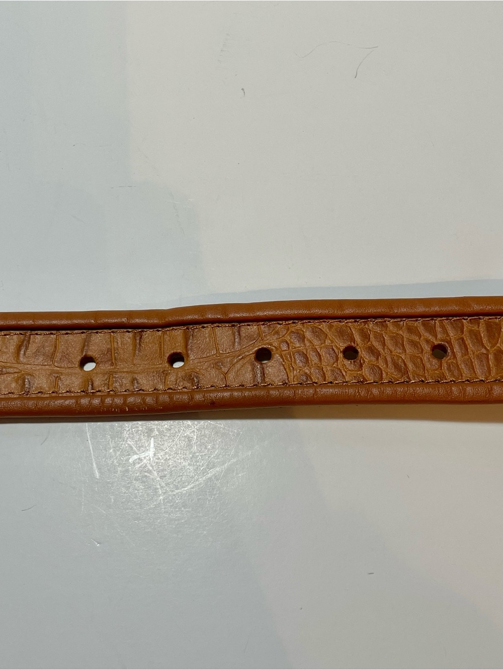 Liz Claibourne Cognac Croc-Embossed Leather Belt with Gold Buckle - Picture 7 of 12